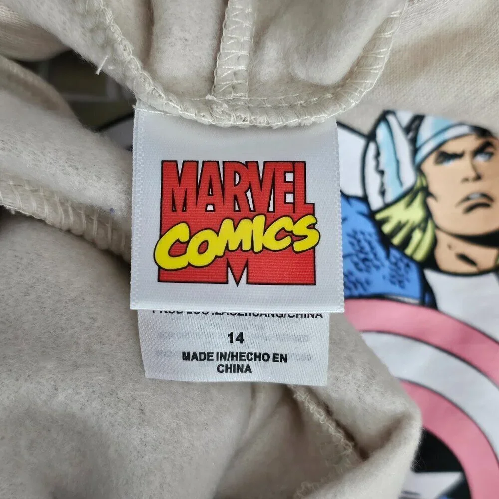 Marvel Comics The Avengers Kids New Beige Graphic Unisex Hoodie Shirt